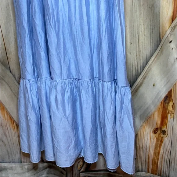Blu Pepper NWOT Light Blue Puff Sleeve Dress Empire Waist Maxi Cottony Lined - Picture 5 of 7